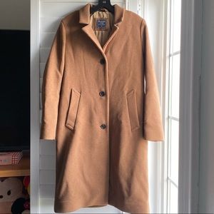 Abercrombie and Fitch Wool-Blend Dad Coat in Tan